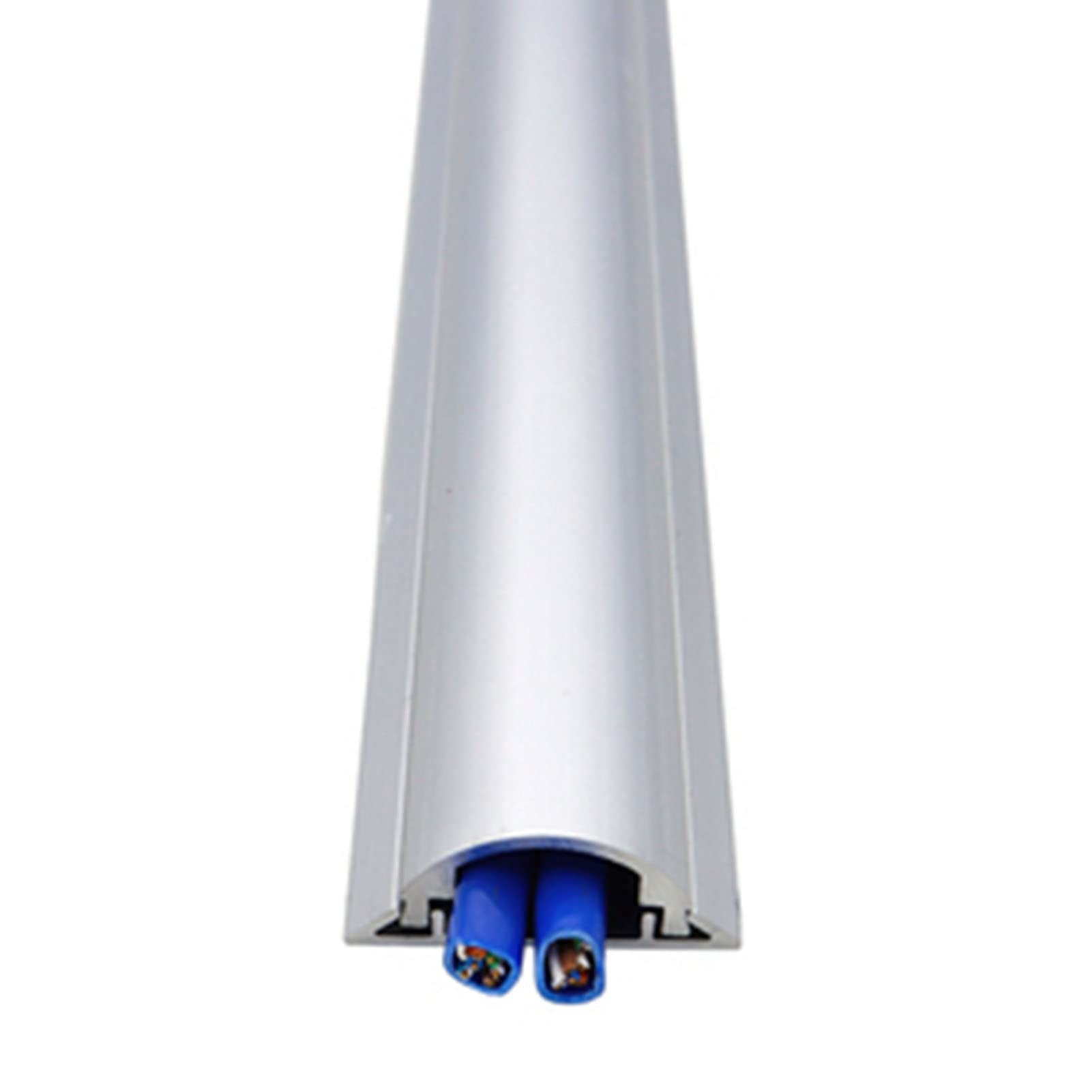 SRNSAEB Cubiertas de Suelo para Cables Pasacables Autoadhesivos, Cubrecables para Interior Y Exterior, Protector De Cables De Aluminio para Suelo para Oficina/Almacén/Aula (Color : Silver)