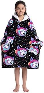 Kids Oversized Blanket Hoodie,Oversized Hoodie Blanket for Children Teen,Soft Sherpa FLeece Hoodies Pullover with Pocket, Warm Comfortable Hoodie Blanket for Boys Girls Teens