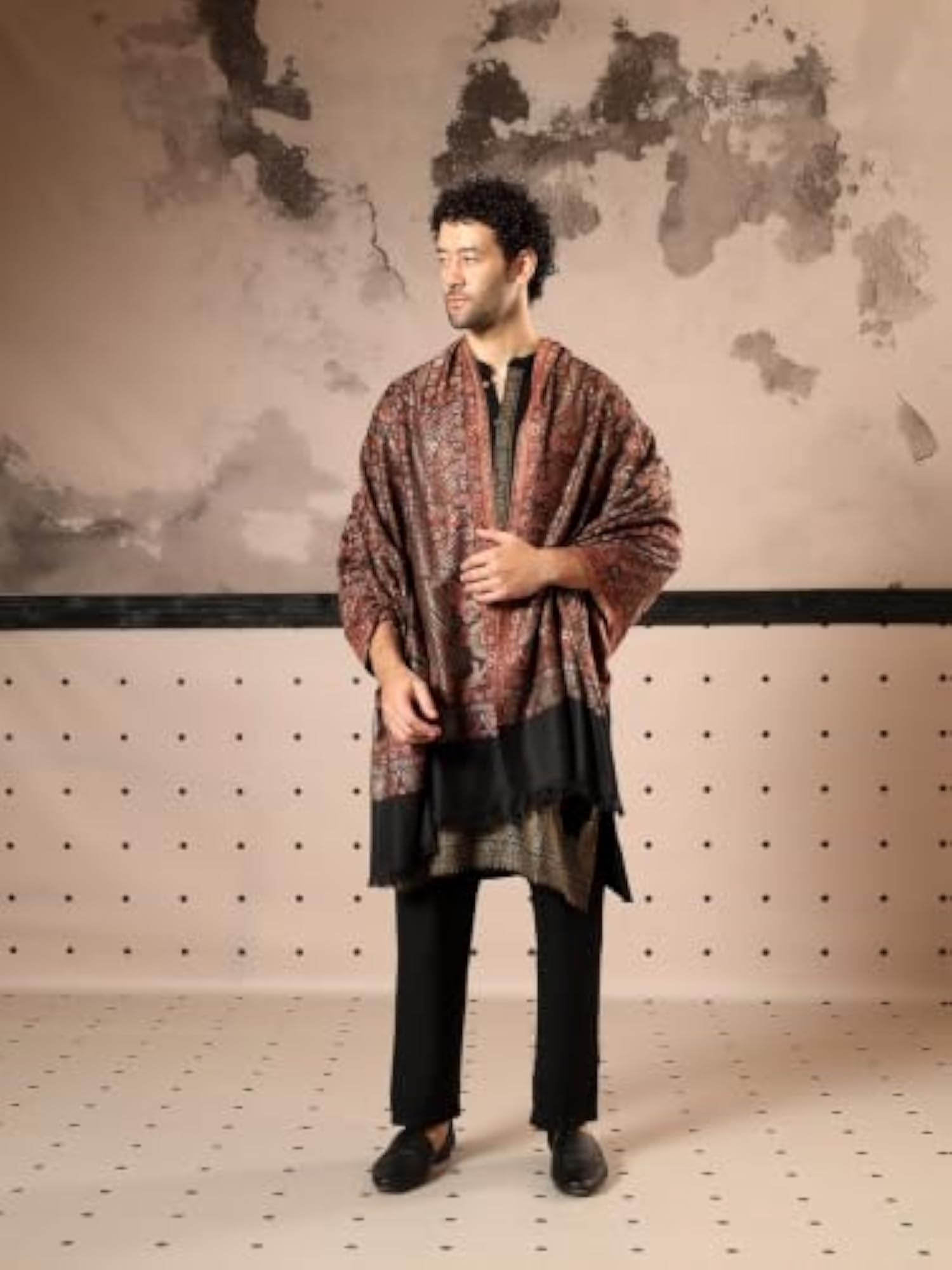Jamawar Kashmiri Pashmina Style Shawl, 100 x 200 cm