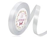 Double Faced White Satin Ribbon, 3/8 Inches x 25 Yards Solid Color Fabric Ribbon for Gift Wrapping,