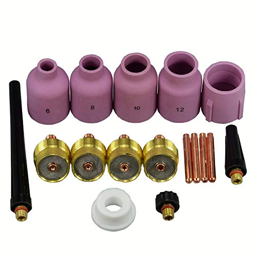 RIVERWELD TIG Jumbo Gaz Lentille Manchon Corps Grand Diamètre Convient SR WP 9 20 25 Torche De Soudage TIG (Assortiment de 17pk) Cover