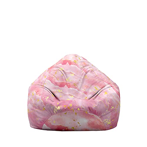 Fasbuy Puff 3D Mármol Imprime, Puff Gigante sin Relleno con Asa, Salon Bean Bag para Almacenaje, Puf Sofa de Color para Adultos y Niños, Exteriores y Interiores (Rosa Oscuro,80x90cm)