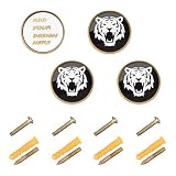 decor gift Maniglie e pomelli per mobili personalizzati in bianco e nero Angry Tigers testo personalizzabile Boho Hardware pomelli per armadio da cucina 4 pezzi 32 mm