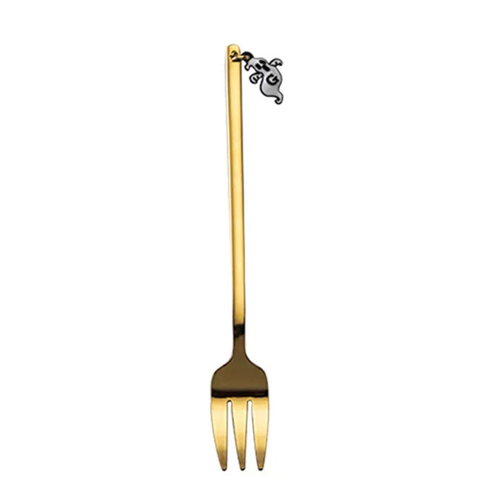 Kalttoy H Creative Alloween Dessert Fork Spoon Stainless Steel Stirring Spoons Fruit Salad Forks For Ome, Bistro, Party Long Stirring Spoon For Drinks Ot Tea Mix Drink Coffee