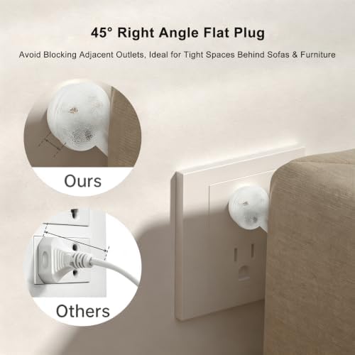 RTNLIT 3 Prong Clear Extension Cord Indoor with Switch and Flat Plug, 8FT — view 3