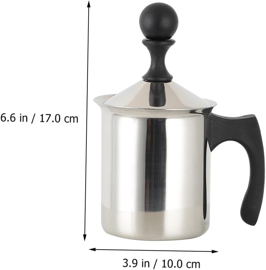 Alipis Double Milk Frother with Built Filter Manual Hand Pump for Coffee Cappuccino Lattes Ergonomic Design for Latte Art