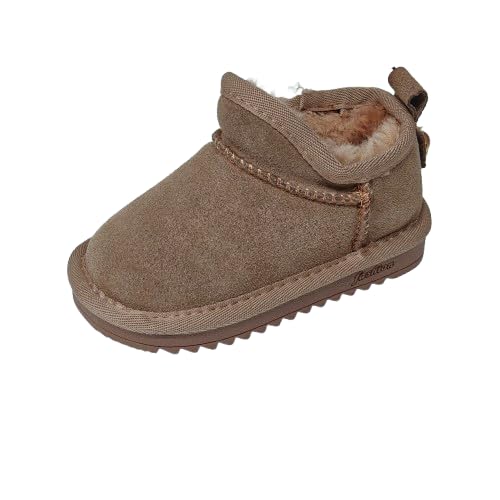 Unisex Kids' Suede Outdoor Slip-On Shearling Boots, Snow boots (red date, Little Kid, 11, Numeric Range, US Footwear Size System, 11.5, Medium)