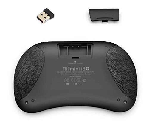 Rii Mini i8+ V2 inalámbrico + cable Rii OTG F1 - Mini teclado retroiluminado con ratón Touchpad y botón ON/OFF para Amazon Fire TV, Smart TV, TV Box, Mini PC, Playstation, Xbox, Ordenador