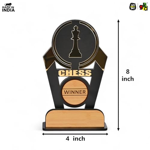 Image of Gift Kya De Wooden & Acrylic Sports Winner Trophy - Chess - Ideal for Awards & Celebrations