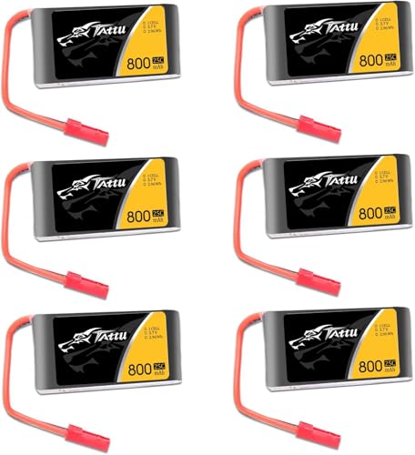 TATTU 3.7V 800mAh 25C 1S LiPo Battery Pack with JST Plug for F181 MJX X400 X400W X800 Holy Stone X200 X300C X500 Sky Viper S670 V950str V950hd HS110 HS200 Syma X56W HS200W RC Quadcopter(6 Pcs) by TATTU - Used condition - US$20.97