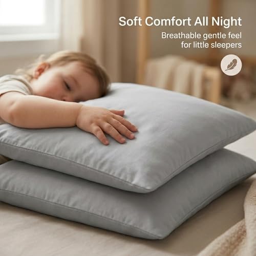 Image of 2-Pack Toddler Travel Pillowcases -100% Soft Microfiber, Breathable and Hypoallergenic - 14 inch by 20 inch Kids Pillowcases fits Pillows 14x19, 13x18 or 12x16, Solid Grey