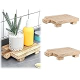Práctico soporte: el soporte elevador de madera tiene la practicidad ideal; se puede utilizar para colocar plantas pequeñas, tazas, velas, pasteles, cosméticos, artículos de tocador, cubiertos, etc. en la mesa de comedor, cómoda y en el balcón, jardín, baño y cocina.