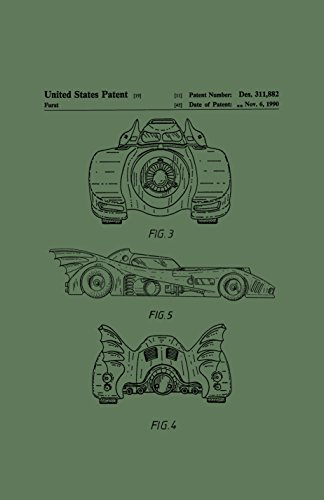 Framable Patent Art PAPSSP82HG Vintage Batmobile Batman Superhero 11" x 17" Patent Art Poster Print Hunter, Green