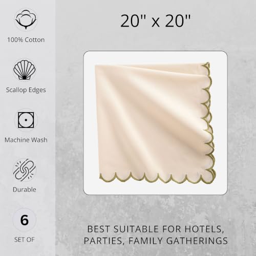 Image of FINGERCRAFT Premium Cloth Napkins Set of 6 | 20x20 Inches | 100% Cotton