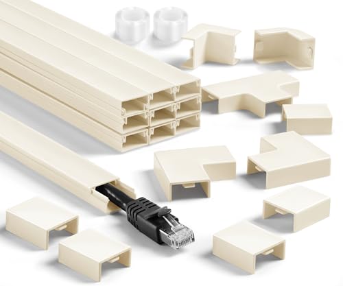 Cord Cover Wall Kit, TV Cord Hider for 1 Thick Cord, 157in Wire Covers for Cords, YCLYC Cable Hider for Wall Mount TV, Wall Cable Concealer, Cable Cover Cable Raceway 10 x L15.7”, W0.78” H0.4” Beige by YCLYC - Used condition - US$9.31