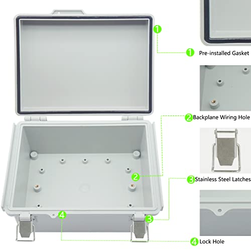 Zulkit Project Box Waterproof Dustproof Electrical Junction Enclosure Black 7.9 x 4.7 x 2.2inch Grey 8.7 x 6.7 x 4.3