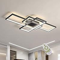 Lámpara De Techo Moderna Plafón LED Techo,Luz De Techo De Con Luz Nocturna Y Función De Memoria Para Dormitorio Salón Oficina Decorativo Lamparas De Arafia,Negro,110x60x6.5cm