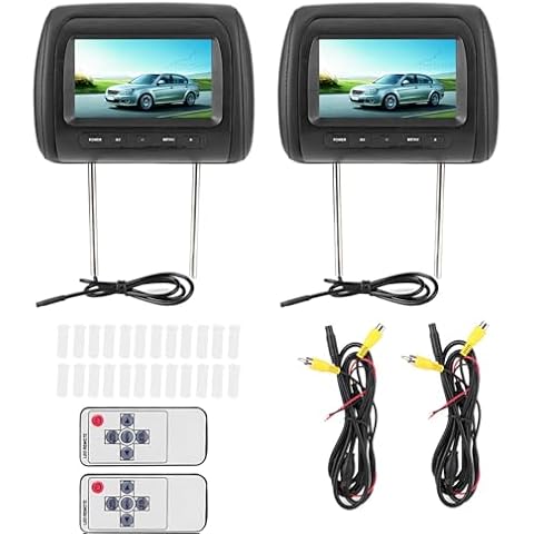 SIXRUN Car Headrest Monitor, 2pcs 7 in Control Adjustable Headrest LCD Video Monitor MP5 Display Black, SIXRUN8svikag0q5 Cover