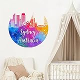 Australia Sydney Quote Wall Decal Peel and Stick City View Painting Cityscape DIY Mural Decals Wall Decoration for Backdrops Floor Window Laptop Store Vinyl Gifts