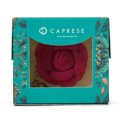 Image of Caprese Rose Flower Purse Hook & Bag Charm for Handbags | 2-in-1 Detachable PU Floral Table Hanger & Beige Accessory | Holds up to 7 kg (Magenta)