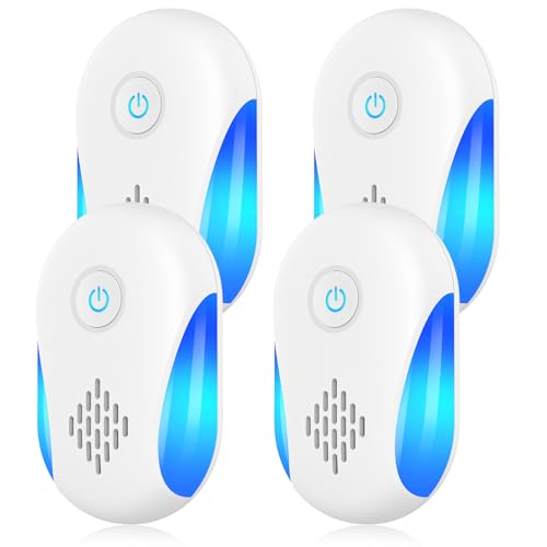 #Commissioniguadagnate<br>Repellente ad Ultrasuoni per Topi 4 Pack Dissuasore Ratti Insetti Zanzare Scarafaggi Formiche e Ragni Tecnologia Ultrasuoni Silenziosa Sicura e Non Tossica Copertura Fino a 200 m²