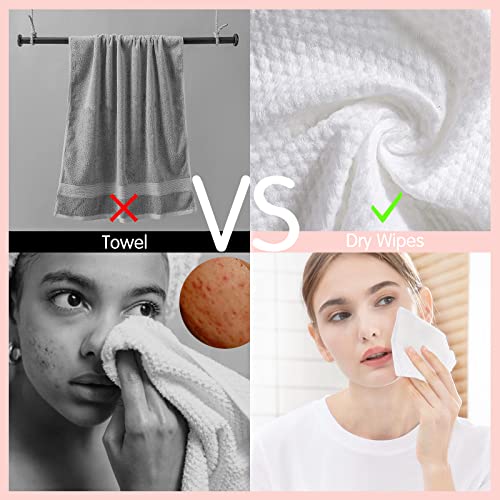 Disposable Face Towel, Zonsen Dry Wipes Deeply Cleansing Facial Cotton Tissue, Chemical-Free Unscented Biodegradable Ultra Soft Cotton Wipes, Extra Thick Lint Free For Sensitive Skin, 60 Count #TOP1