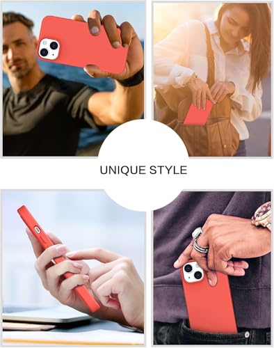 Image of DIZORO Microfiber Candy Case Compatible for iPhone 14 / iPhone 13 6.1 inches Shockproof Slim Back Cover Liquid Silicone Case - Coral