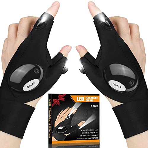 Gants de Pêche avec Lampe de Poche LED Cadeau pour Homme, Gants Légers pour la Pêche en Plein air Avec Tournevis Pour Réparation et Travail, Cool Gadget Idée Cadeau pour Mari, Petit Ami, Mécanicien Cover