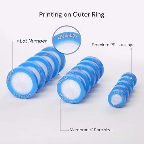 Image of PVDF Syringe Filter, 0.22μm 13mm, Hydrophilic, Non-sterile, PK of 1000 | Syringe Lab Filters, Hydrophilic PVDF, Female Luer lock & Male Luer Slip, Low Protein Binding