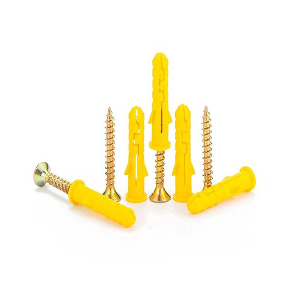 Plastic Self-Tapping Thread Drywall and Wall Anchors with Screw Set, 90-Piece Wall Plug Anchors Expansion Bolt Tube with Nylon and PE Composite Material for Drywall, Concrete, Brick, Wood