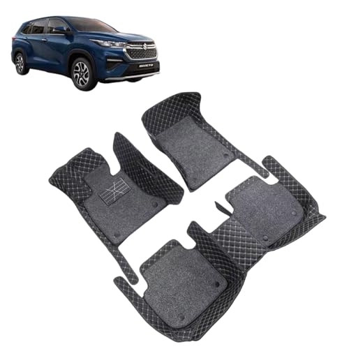 Image of Auto Hub 7D Car Floor Mats Compatible with Maruti Invicto, Leatherette, 100% Waterproof & Washable, Invicto Car 7D Floor Mat, Black