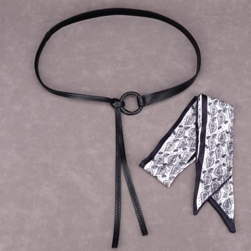 Scarf Belt for Women Boho Western Cowboy Leathery Paisley Silk Scarfs for Autumn Fashion Stylish Elegant4
