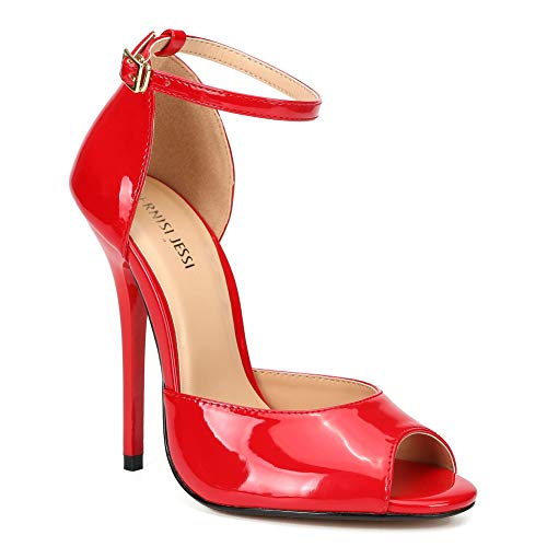 Unisex Men's Women's Peep Toe Stiletto High Heels Ankle Strap Sandals Red Eu44 - Size 12 M Us Women / 11 M Us Men #TOP5
