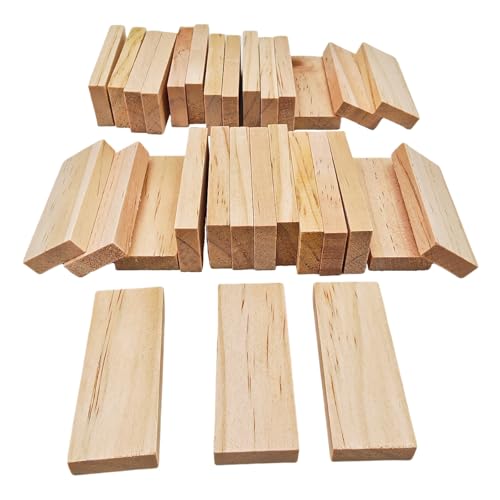 Anktily 30 Piezas De Madera De Pino Sin Terminar Para Manualidades, Bloques Rectangulares De 6 X 2,3 X 0,8 Cm, Fáciles De Tallar Y Pintar