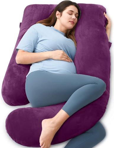Image of G-Shaped Pregnancy Pillows for Sleeping G-Shape, Maternity Pillow, Pregnancy Gifts for Women, Full Body Pillow and Support - for Back, HIPS, Legs, Belly, Removable Washable Velvet Cover (Purple)