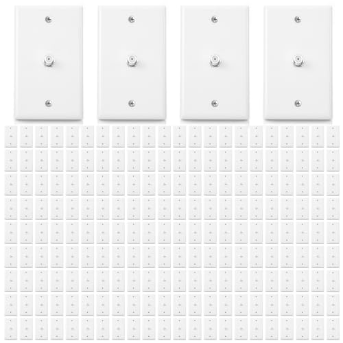 Weewooday 200 Pcs 1 Port TV Cable Wall Plate with F Connector, White