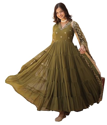 Image of Wedani Georgette Sequins Embroidered Work Anrakali Kurta Set for Women