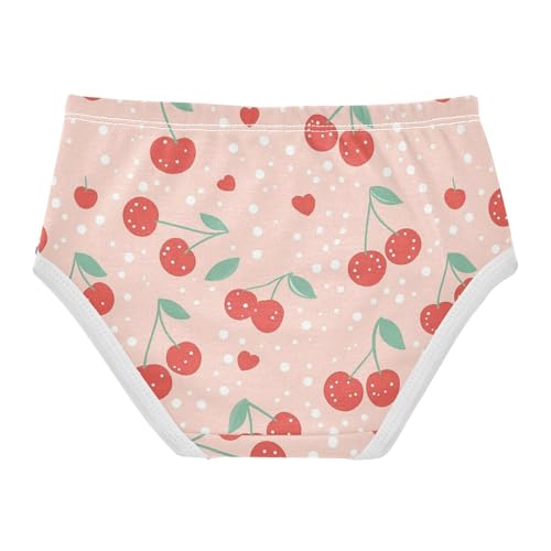 Wusikd Cherry Hearts Girls' Underwear Cotton White Dots Girls Briefs Soft Toddler Underwear 2T2