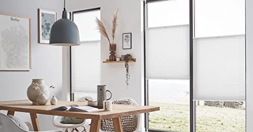 Plissee ohne Bohren Klemmfix 85x110cm(BxH) Weiß Jalousie Sonnenschutz Easyfix Faltrollo Lichtdurchlässig Rollo für Fenster & Tür