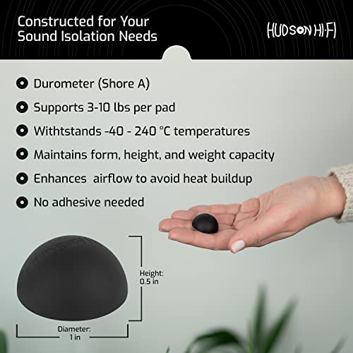 Silicone Speaker Isolation Feet (4-Pack, 1\") – Non-Skid Adhesive Pads for Turntable, Subwoofer & Audio Gear – Anti-Vibration Damping, 20 Duro Rubber