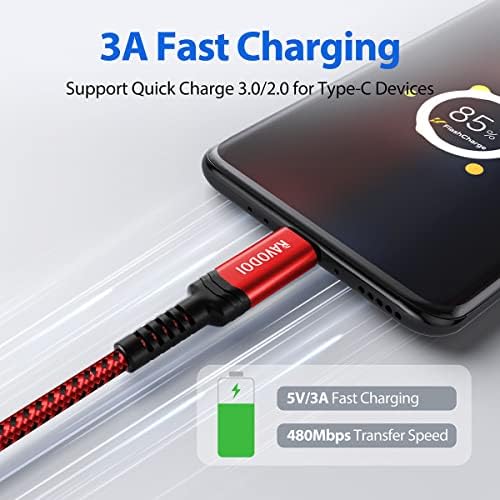 USB C Charger Cable 3M 2-Pack,QC3.0 Fast Charge USB to USB Type C Braided Long Cable Compatible with PS5 Controller,Samsung Galaxy S21 S20 S10 S9 A52s A02s A03s A13 A21s/22/20,Xiaomi,Nintendo Switch