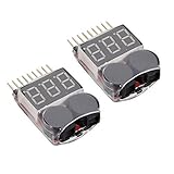 REALACC 2 Pcs 2 in 1 RC Lipo Battery Low Voltage Tester Checker 1S-8S Buzzer Alarm with LED Indicator for RC Helicopter Quadcopter