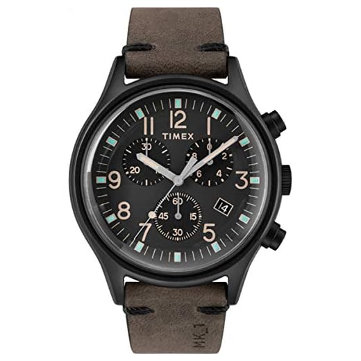 Timex Men's MK1 Steel Chronograph 42mm | Black Leather Strap | Watch TW2R96500