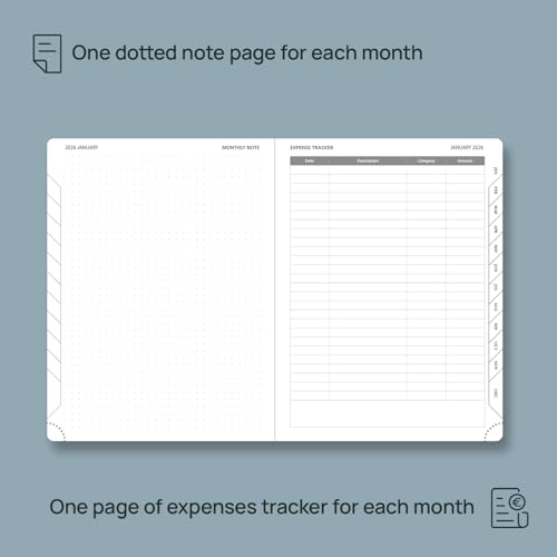 POPRUN Monthly Planner 2026-2027 (Medium- 6.5\'\' x 8.5\'\' Soft Cover), 18-Month Calendar Book (Jan.2026 - Jun. 2027), Calendar Planner with Monthly Tabs & Pocket, 100 GSM Paper - Night Sky Blue