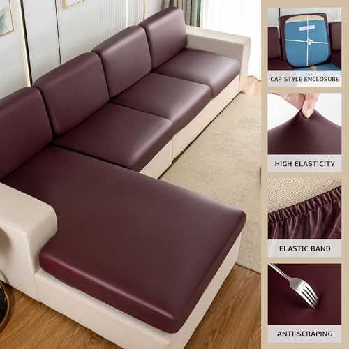 UWWGKK Waterproof Couch Covers, Stretch Couch Covers with Dirt-Resistant for Sectional Sofa,L Shape Sofa,Waterproof Wine Red Large Single Seat(1 Pcs for Large) — view 4