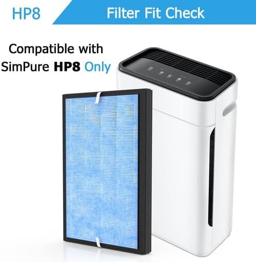 Miniatura 2 de Filtro de repuesto HP8 compatible con purificador de aire SimPure HP8, SP-HP8-RF, paquete de 2
