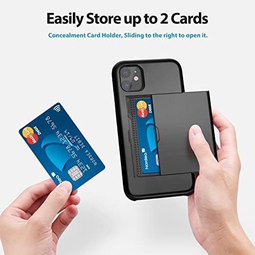 ACOCOBUY Compatible with iPhone 11 Case Shockproof Wallet Case for iPhone 11 Case with Card Holder Protective Dual Layer Armor Phone Case Rubber Bumper Cover for iPhone 11 Card Holder Slot Case Black