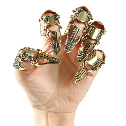 5Pcs Resizable Full Finger Ring Claws Armor Gold Knuckle Metal Amour Finger Claws Rings Adjustable Size Cosplay Halloween Costume Jewelry Gifts Decoration2