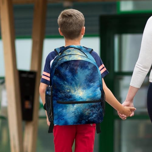 Ensemble sac à dos galaxie bleue et trousse pour le collège