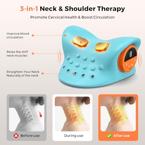 ZDZDFF Massager Official 4-in-1 Cervical Neck Massager Pillow with Heating Wave Vibration, Remote Control, for Home, Office, Travel — view 4